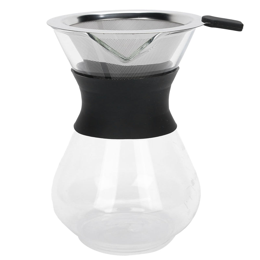 Reusable Glass Coffee Pot with Stainless Steel Filter Manual Drip Coffee Maker Set400ml