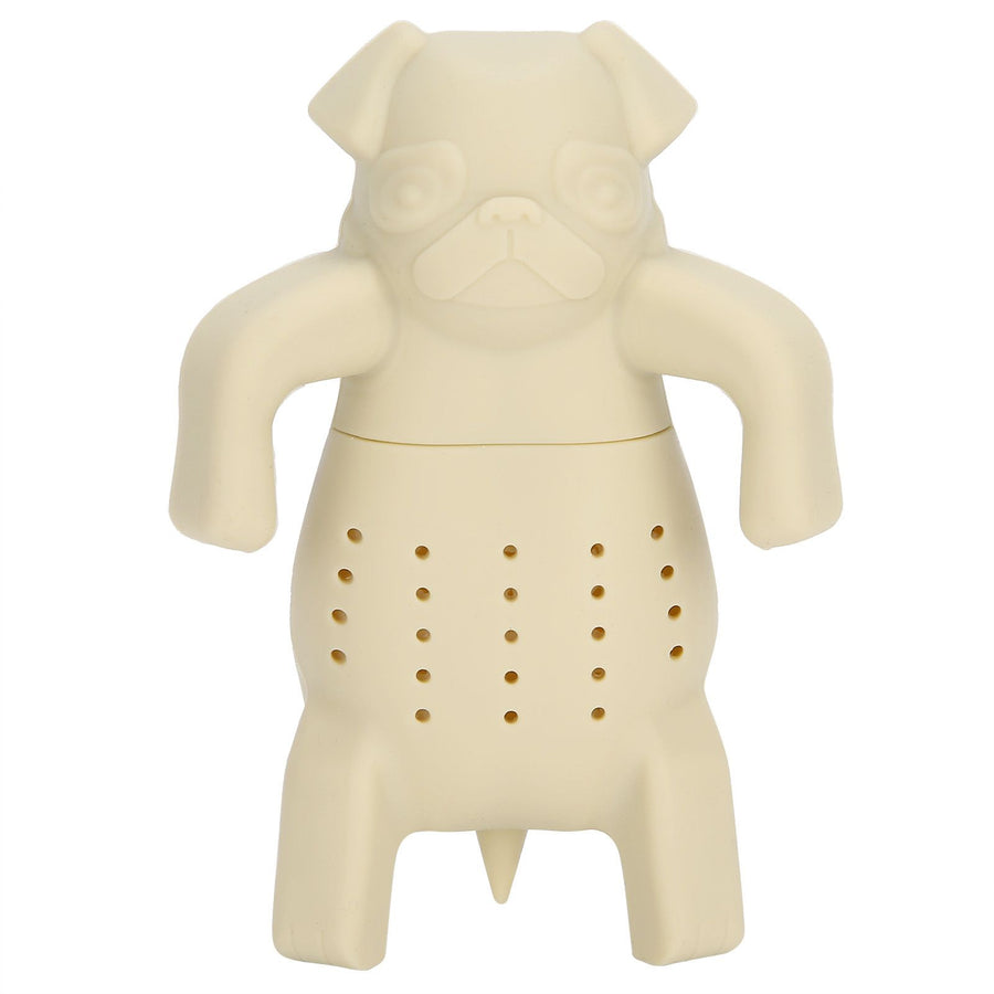 Cute Dog Shape Tea Strainer Silicone Tea Leaf Infuser Filter for Home Office Use Beige