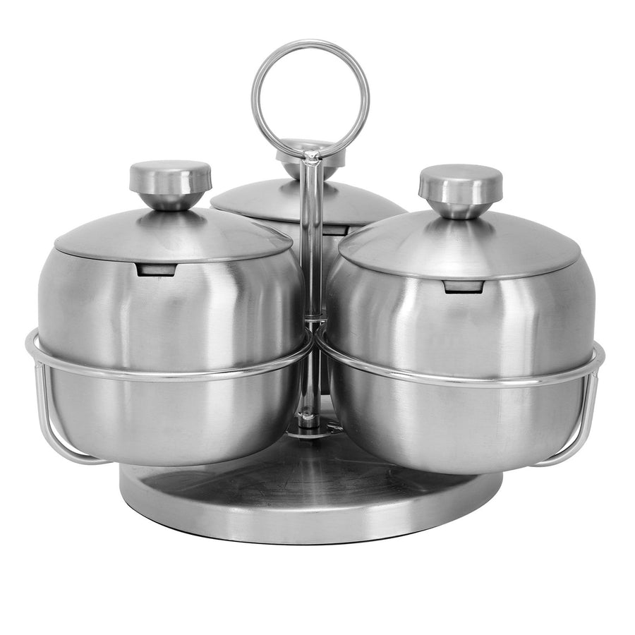 Seasoning Pot Set Innovative Rotating Condiment Spice Salt Sugar Jar Container with Lid Spoon