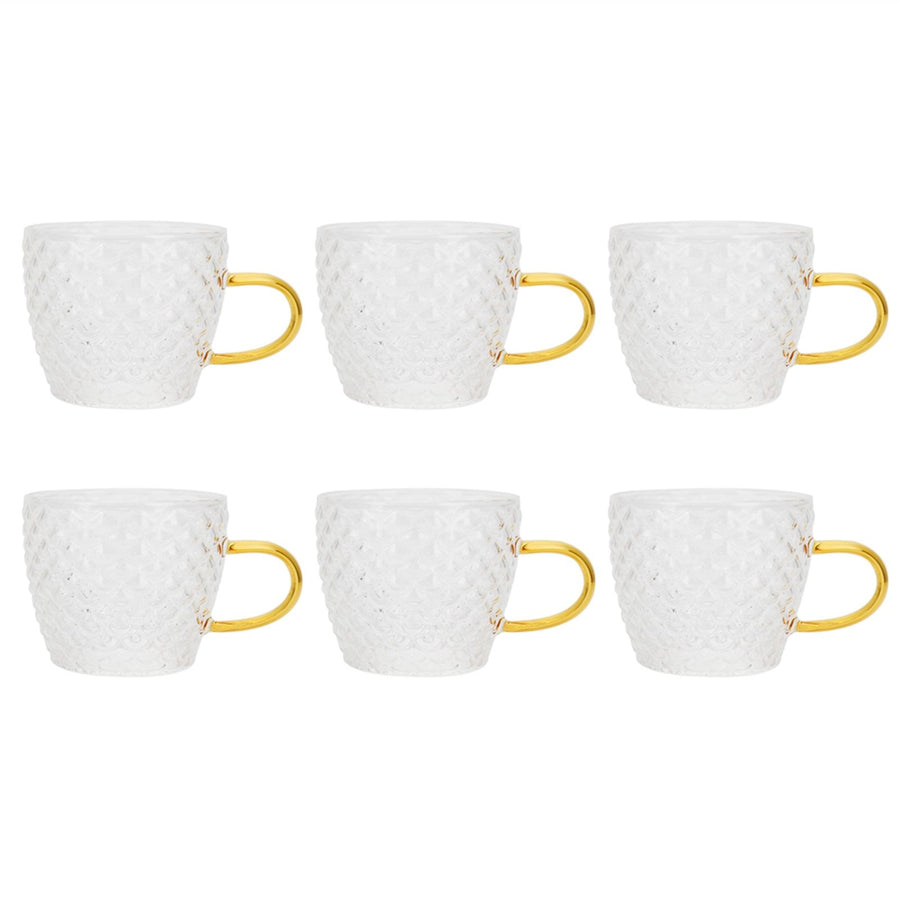 6Pcs Heat Resistant Glass Cup Tea Cup with Handle Tea Set Accessories for Home Tea House
