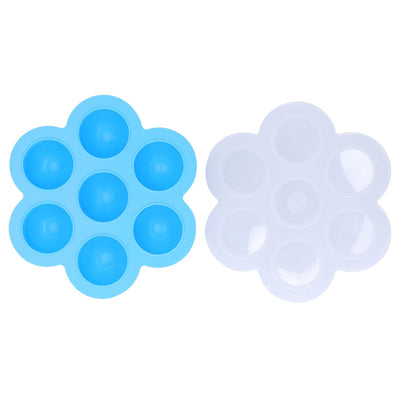 7‑Grid Sky Blue Baby Food Supplement Box Silicone Food Storage Container with Lid for Baby