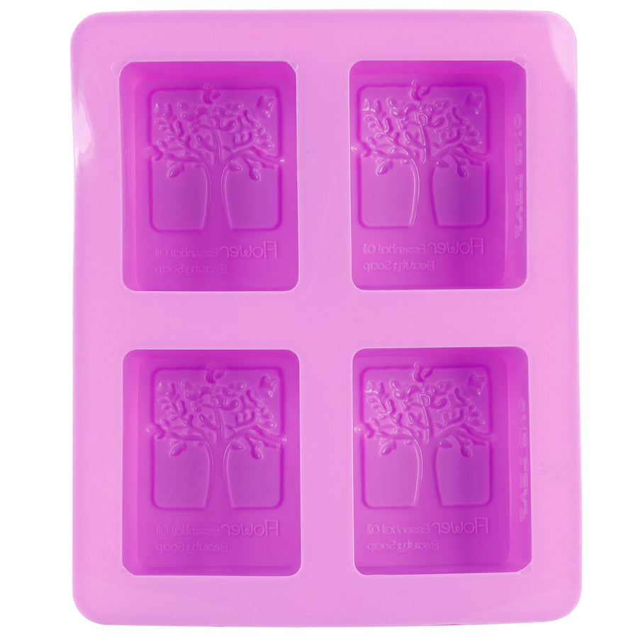 4Gird Purple Silicone HandMade Soap Mold High Temperature Resistant DIY Cake Mold for Baking