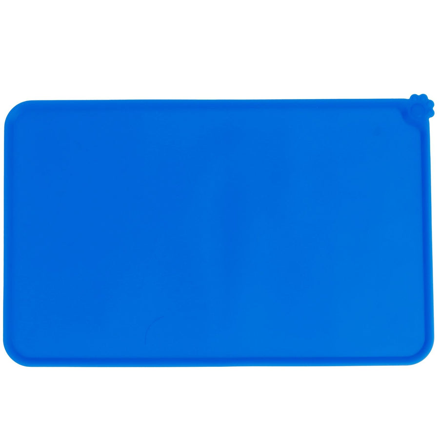 Pet Food Pad Silicone Waterproof Non Slip Bowl Drinking Feeding Mat Placemat for Dog Cat(Blue )
