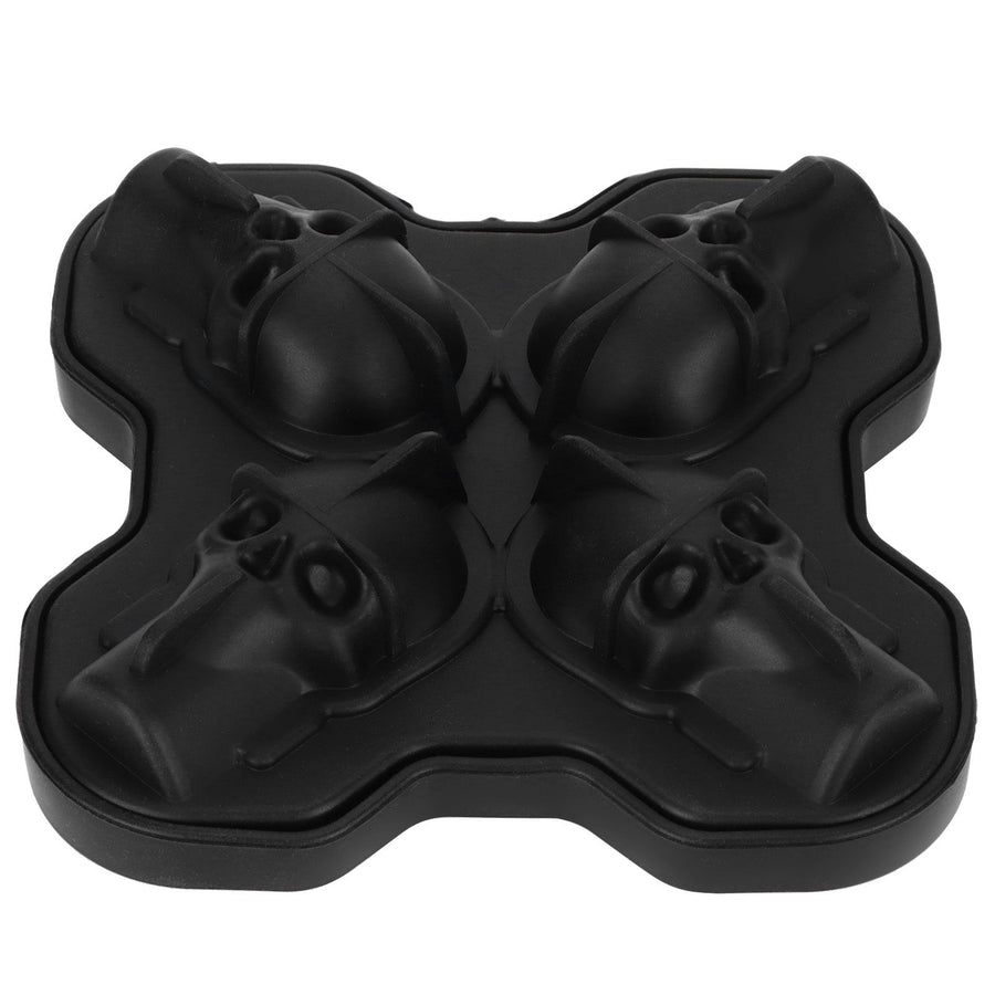 4-Grid Skull Shape Ice Tray Mold Food Grade Silicone Ice Cream Mold for Kitchen Summer