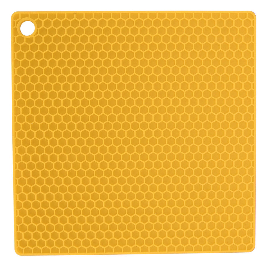 Insulation Pad Food Grade Silicone Pad AntiScalding Thickened Microwave Oven Mat for Kitchen Use(Yellow )