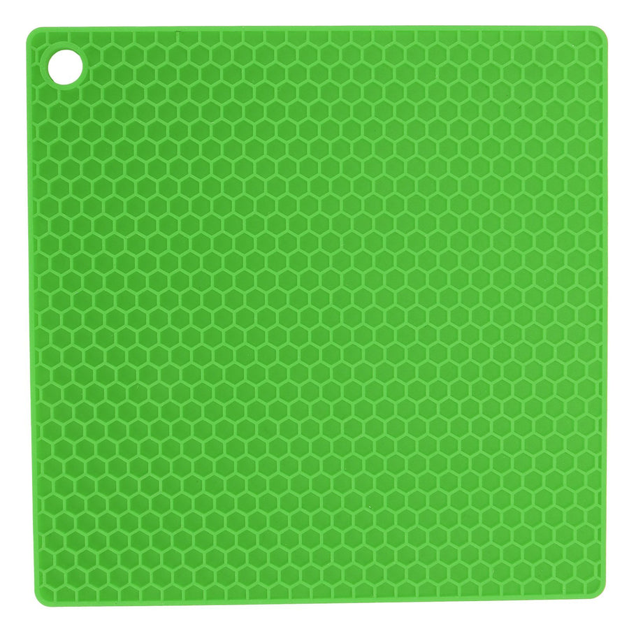 Insulation Pad Food Grade Silicone Pad AntiScalding Thickened Microwave Oven Mat for Kitchen Use(Green )