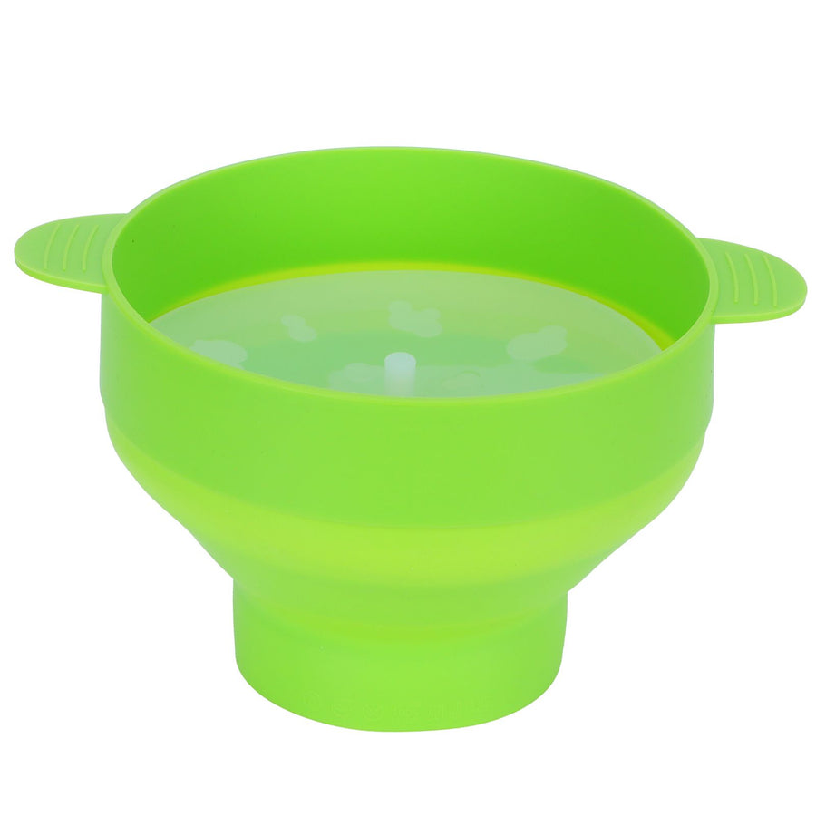 Popcorn Bucket Folding Silicone DIY Popcorn Maker Bowl with Lid Kitchen Accessory(With HandleGreen )