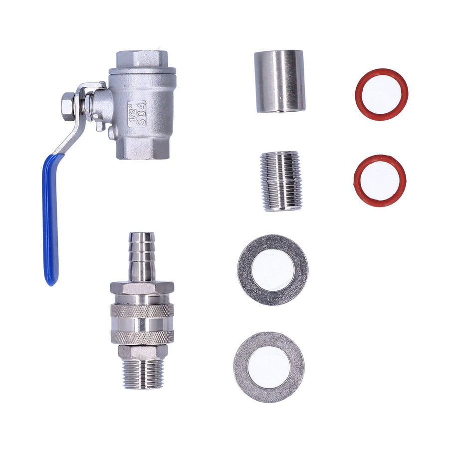 Weldless Kettle Valve Kit 1/2in BSP Ball Valve Quick Connector Bulkhead Assembly