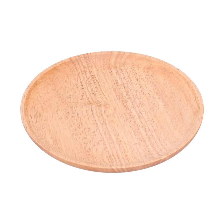 Rubber Wood Dinner Plate Round Tea Serving Tray Fruit Snack Tray Food Storage Plate24cm