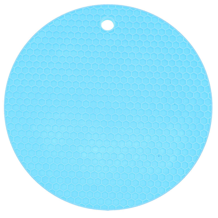 Round Shape Mat Food Grade Thickened Silicone Placemat Insulation Pad Microwave Oven MatBlue