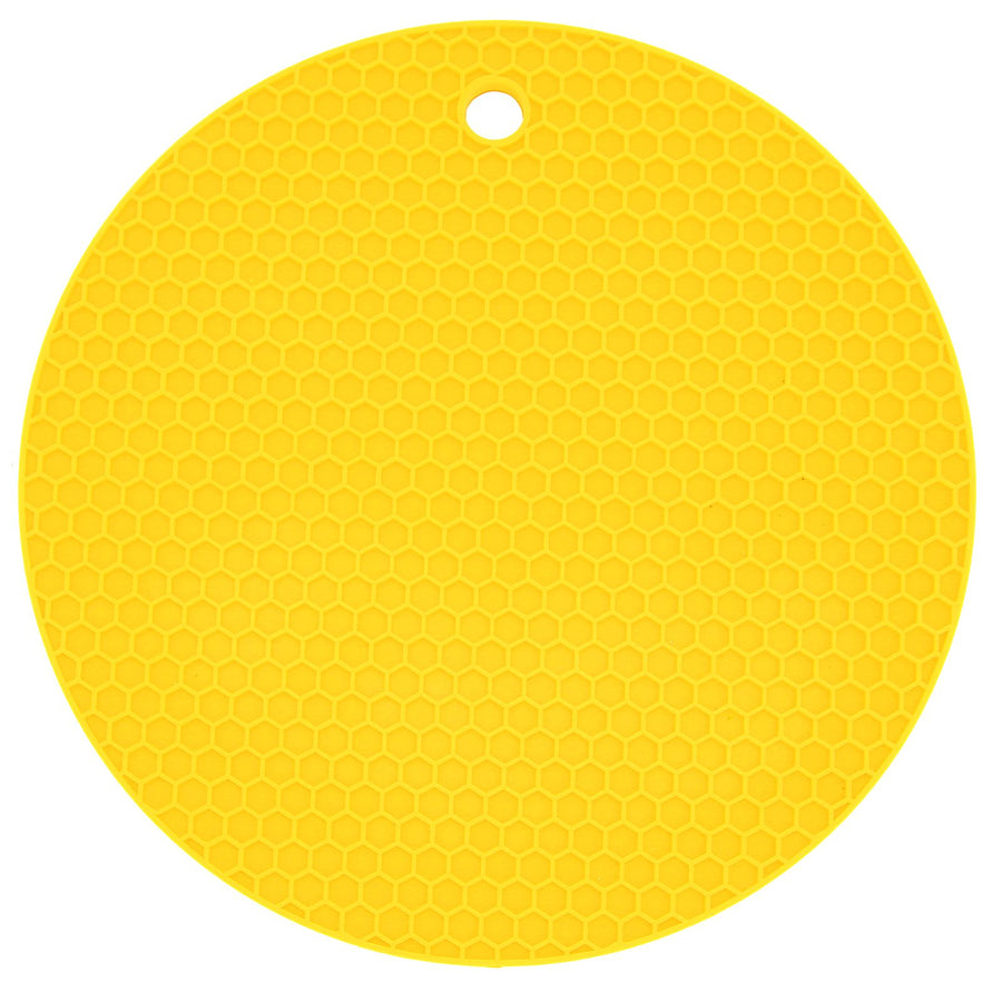 Round Shape Mat Food Grade Thickened Silicone Placemat Insulation Pad Microwave Oven MatYellow
