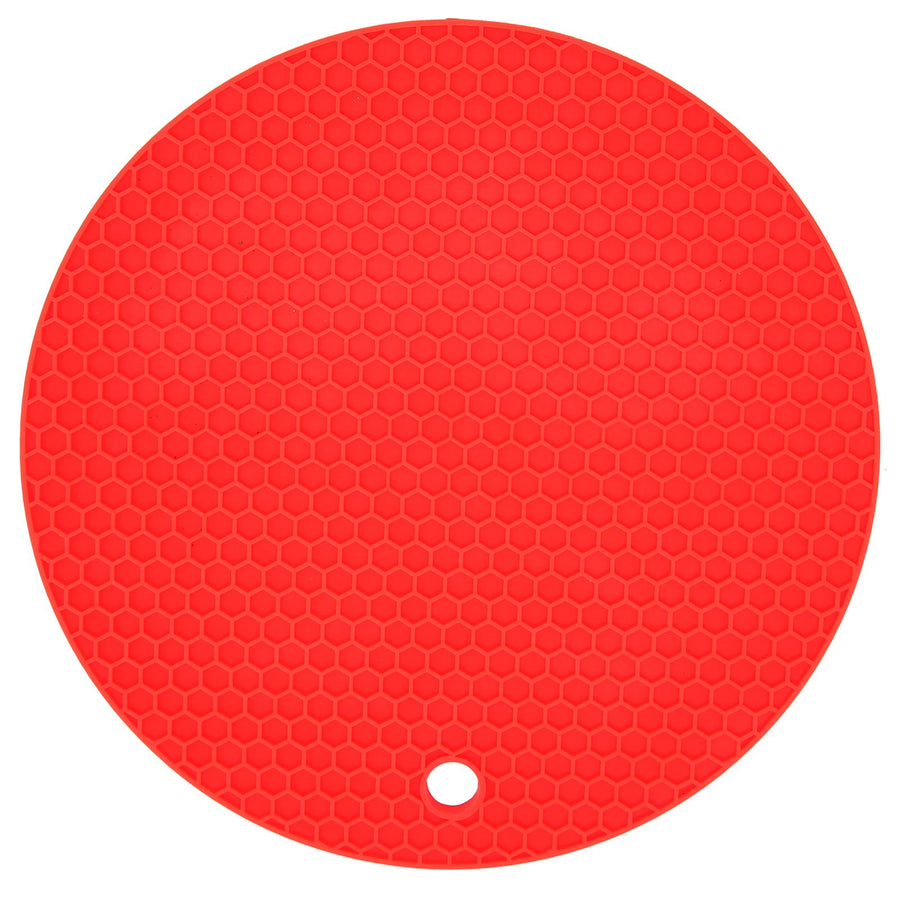 Round Shape Mat Food Grade Thickened Silicone Placemat Insulation Pad Microwave Oven MatRed