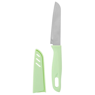Kitchen Knife Portable Stainless Steel Fruit Melon Cutter with Sleeve for Home UseGreen