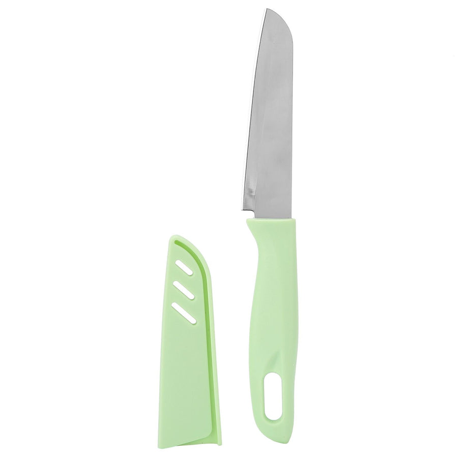 Kitchen Knife Portable Stainless Steel Fruit Melon Cutter with Sleeve for Home UseGreen