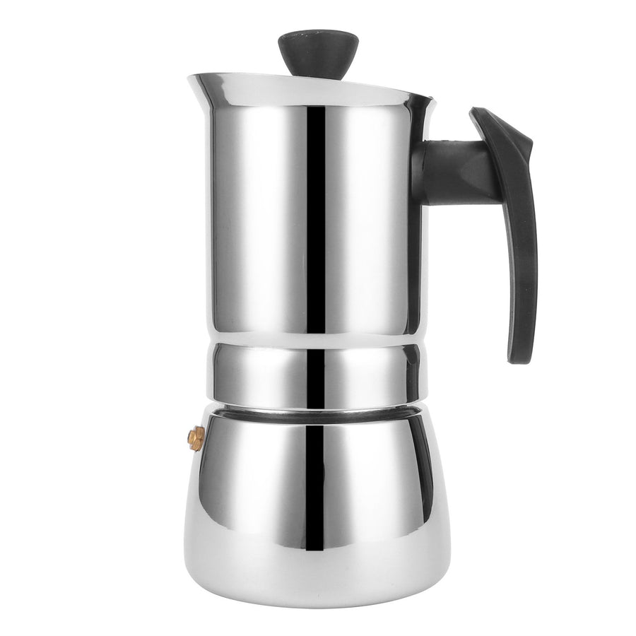 Stainless Steel Moka Pot Portable Coffee Maker Brewing Coffee Machine for Home Office4 Cups 200ml