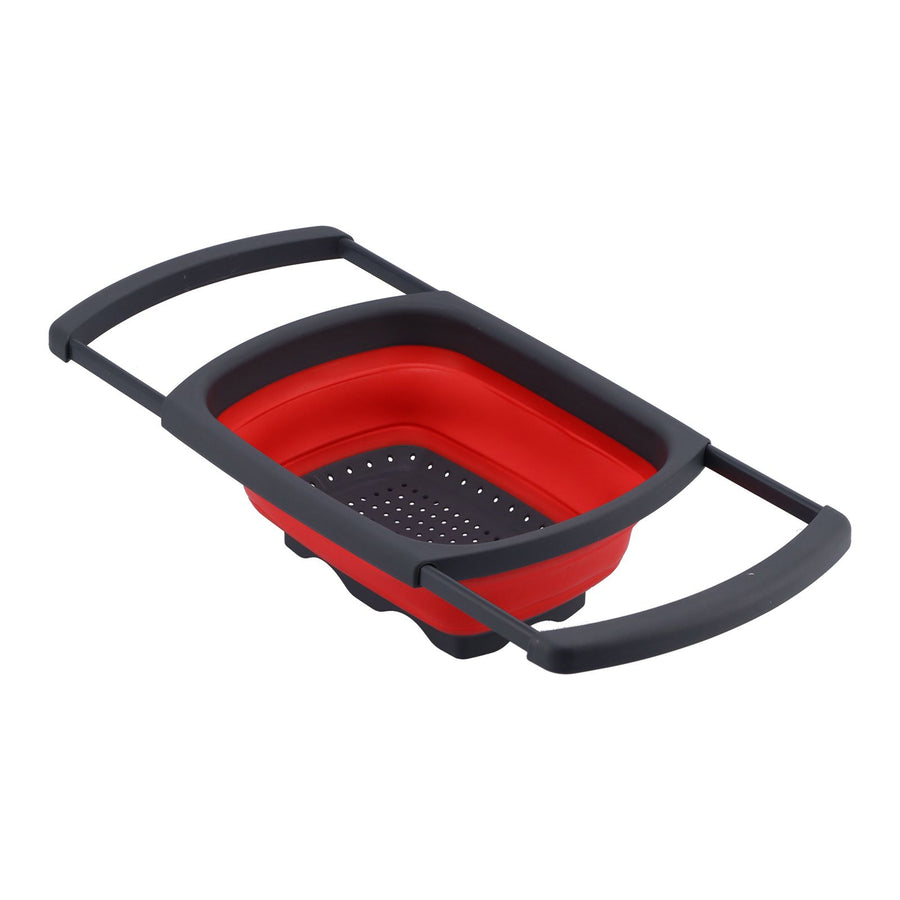 Folding Drain Basket Retractable Fruit Vegetable Washing Draining Basket for Home Kitchen UseRed