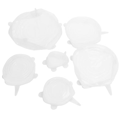 6Pcs Food Sealing Lid Expandable Reusable Vegetable Fruit Sealing Cover for Kitchen UseWhite