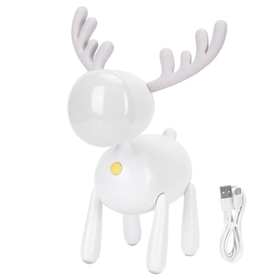 LED Night Light Cartoon Deer-Shaped Table Lamp 1200mAh USB Charging Bedroom DecorationWhite