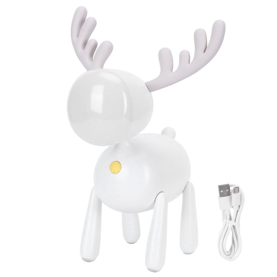 LED Night Light Cartoon Deer-Shaped Table Lamp 1200mAh USB Charging Bedroom DecorationWhite