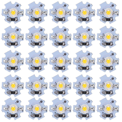 25Pcs 0.5W 5V High Power LED Lamp Bead Light Source Chip with Aluminum PlateWarm White Light: 3000‑3200K