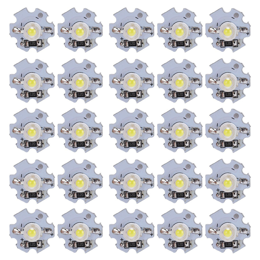 25Pcs 0.5W 5V High Power LED Lamp Bead Light Source Chip with Aluminum PlateWhite Light: 6000‑6500K