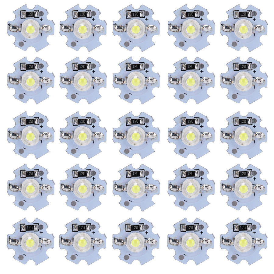 25Pcs 0.5W 5V High Power LED Lamp Bead Light Source Chip with Aluminum PlateCold White Light: 10000K