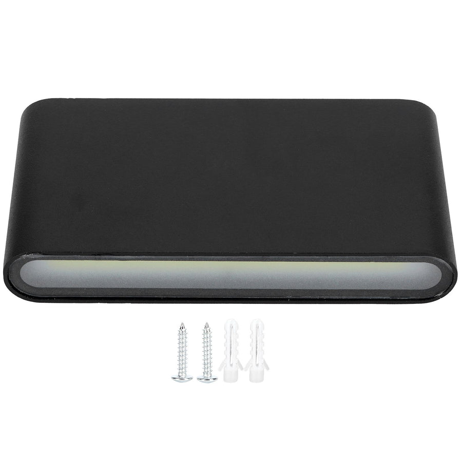 LED Wall Lamp 12W COB Aluminum Outdoor Garden Light Fixture IP65 Waterproof AC85-265V(Black Shell White Light )