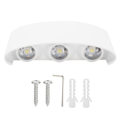6LED 6W Wall Light Innovative Up Down Wall Lamp IP65 Waterproof AC85-265V White Light