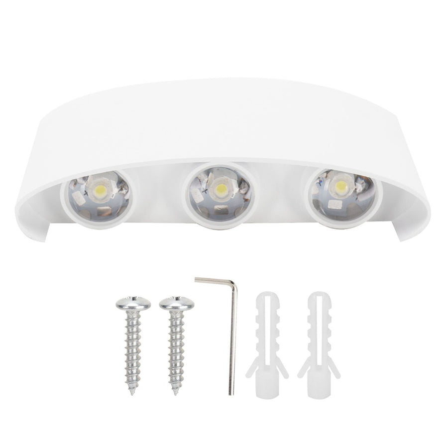 6LED 6W Wall Light Innovative Up Down Wall Lamp IP65 Waterproof AC85-265V White Light