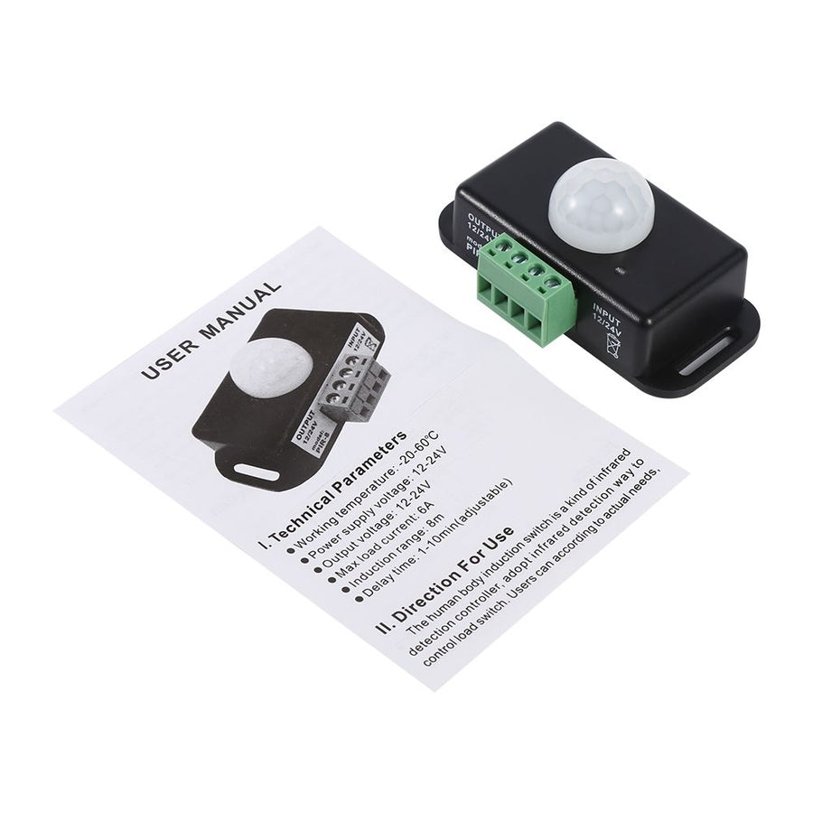 DC 12V/24V Body Security Infrared PIR Motion Sensor Detector Switch for LED Light Strip