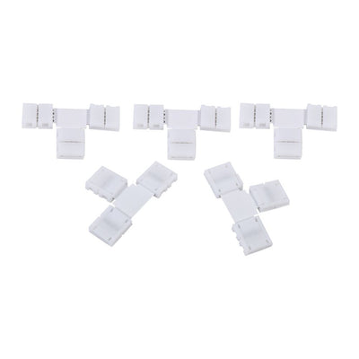 5Pcs Solderless 4pin Clip on Connectors Adapters for 10mm RGB 5050 LED Strip Light (T Shape)