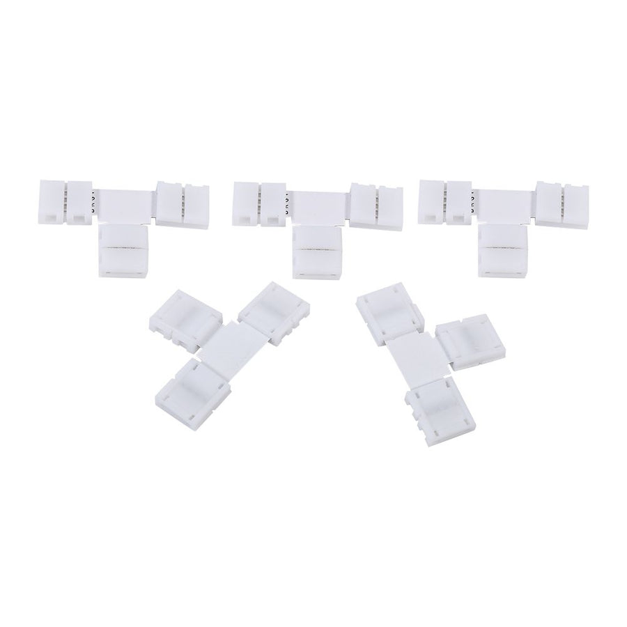 5Pcs Solderless 4pin Clip on Connectors Adapters for 10mm RGB 5050 LED Strip Light (T Shape)
