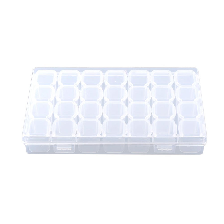 Clear Plastic 28 Slots Adjustable Tablet Medicine Pill Jewelry Storage Organizer Box Container