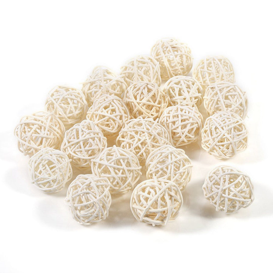 20Pcs Decorative Rattan Balls Ornaments Wedding Christmas Birthday Party Decorations (White)