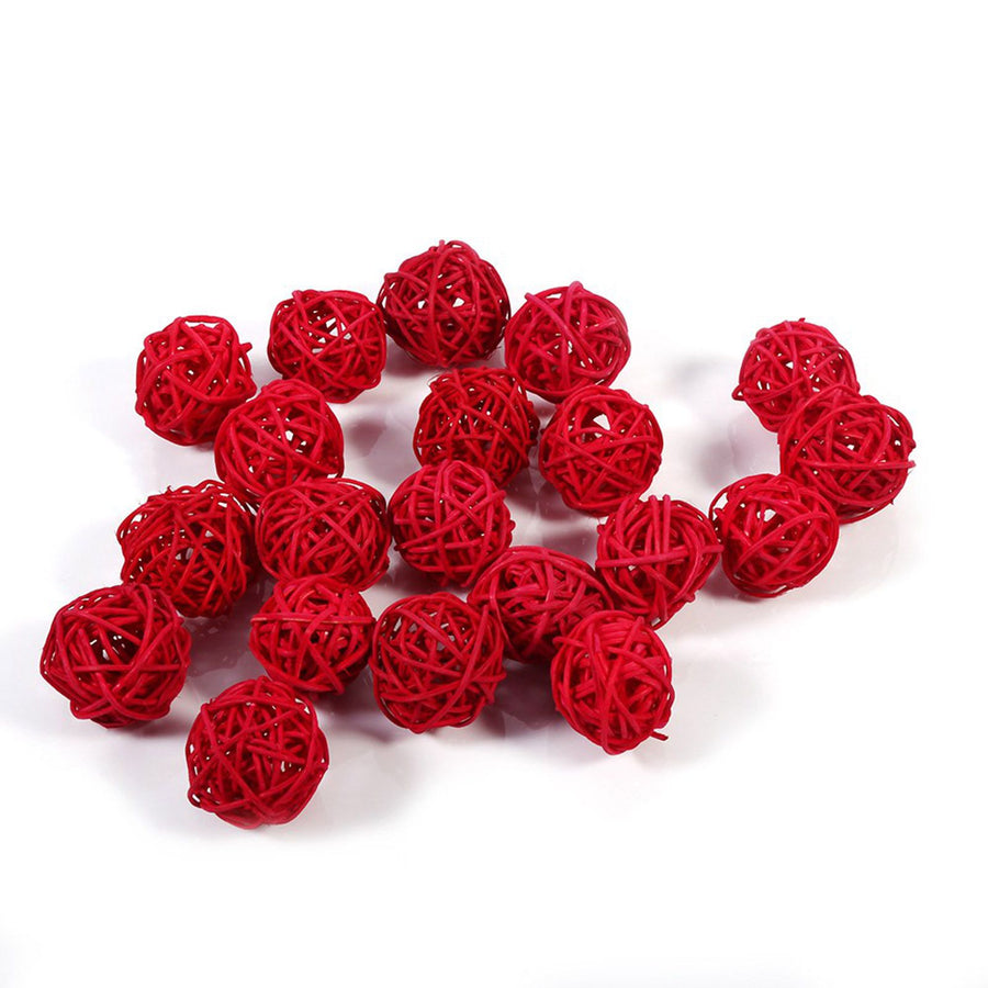 20Pcs Decorative Rattan Balls Ornaments Wedding Christmas Birthday Party Decorations (Red)