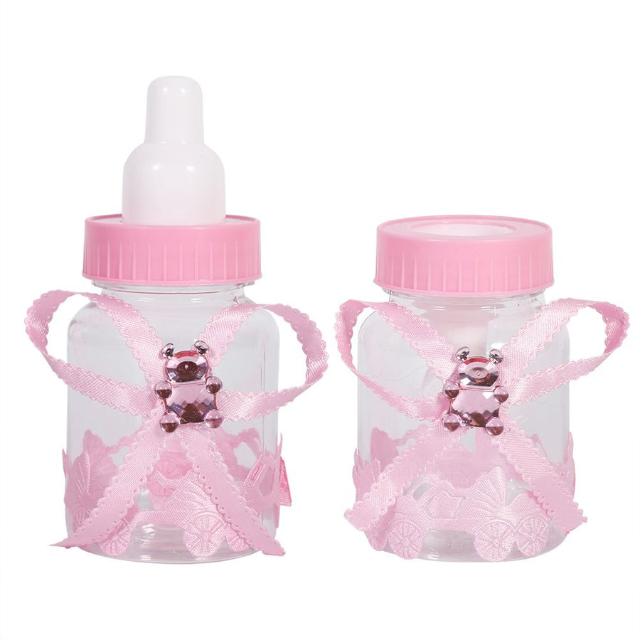 50Pcs Candy Chocolate Bottles Box For Baby Shower Party Favors Gifts Decorations (Pink)
