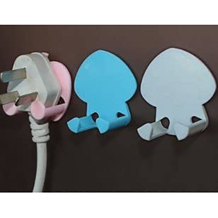 Multi functional Wall Plug Holder Self Adhesive Storage Hook Home Kitchen Hanging Decor White