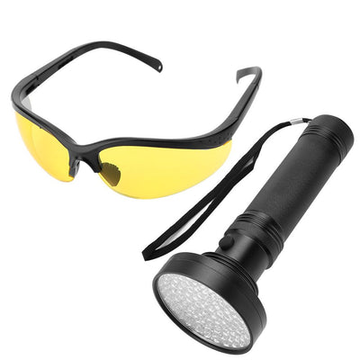 UV Flashlight Pet Stain Urine Detector Bright 100 LEDs Blacklight Torch with UV Sunglasses for