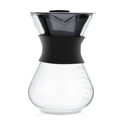 Manual Hand Drip Coffee Maker Glass Pot with Stainless Steel Filter