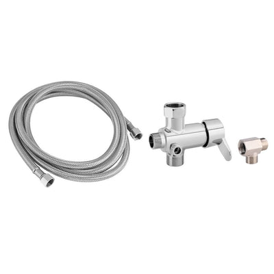 Toilet Bidet Attachments Hot/Cold Water Diverter Valve T Shape Adapter Flexible Hose Kit