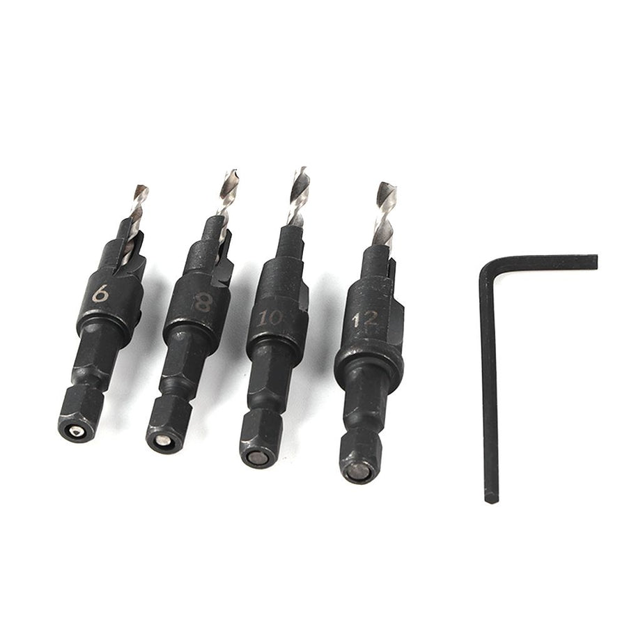 1/4inch Hex Shank HSS Drill Bits Fast Change #6 #8 #10 #12 Countersink Woodworking Tool
