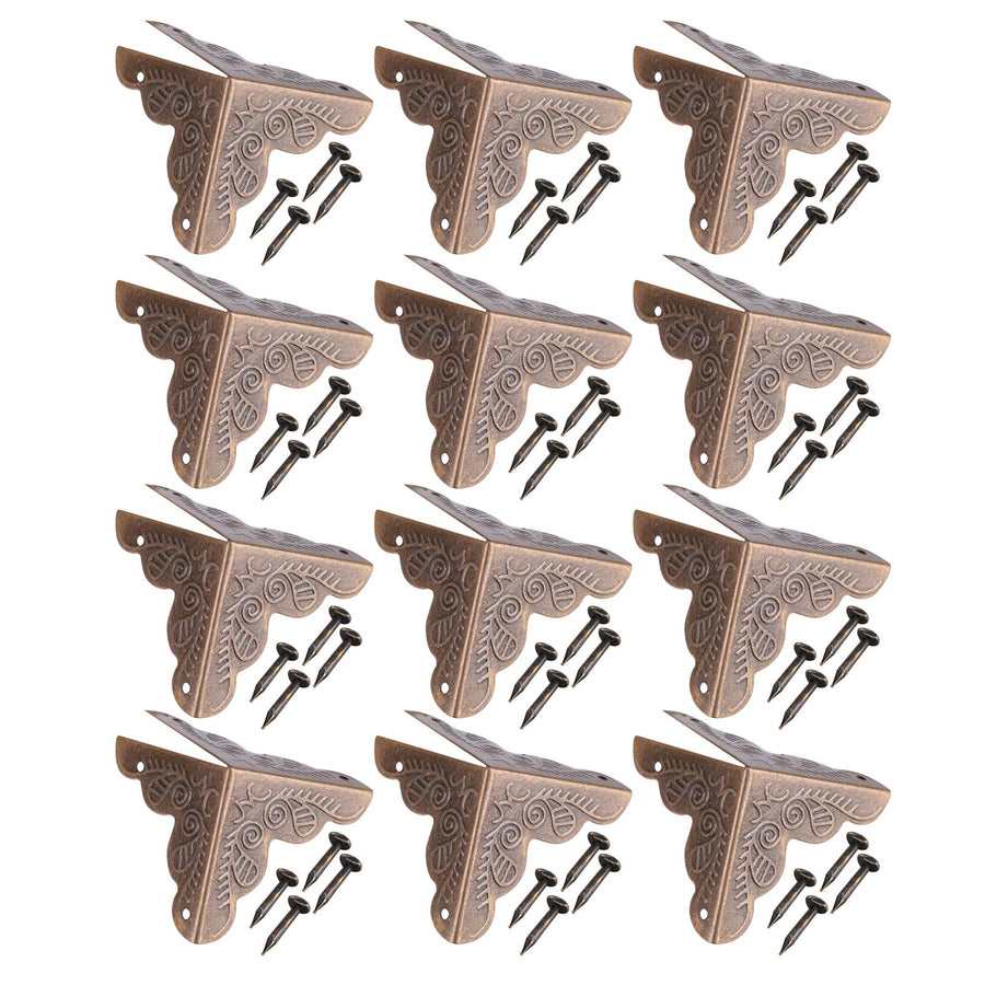 12pcs Wooden Box Jewelry Gift Case Corner Decorative Protectors Iron Edge Cover Guard Bronze
