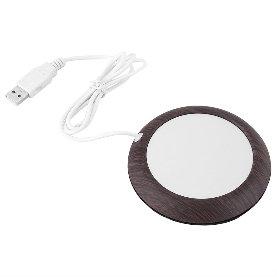 USB Cup Warmer Heat Beverage Mug Mat Office Tea Coffee Heater Pad Dark Wood Grain