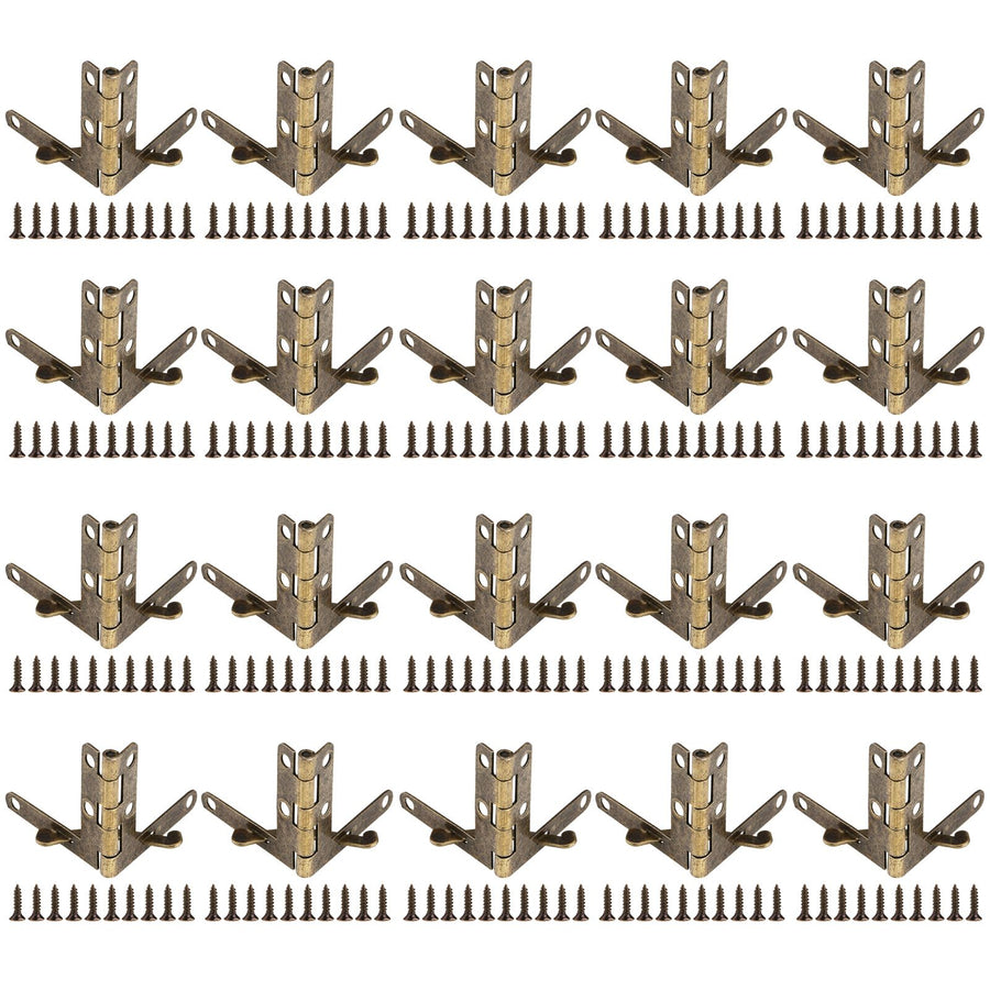 20pcs 90° Angle Support Spring Hinge for Small Jewelry Wine Case Watch Box Wooden Lid (Bronze)