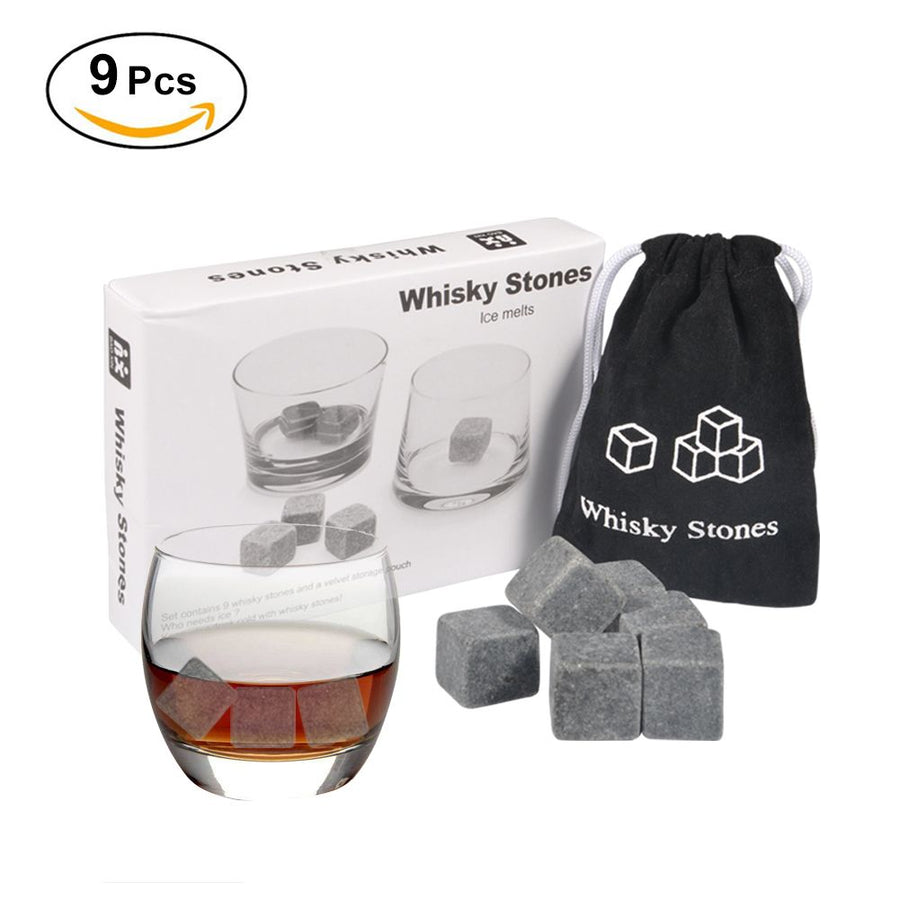 Pack of 9pcs Whisky Chilling Stone Ice cubes Drinks Wine Beer Cooler Barware Cubes Gift Set