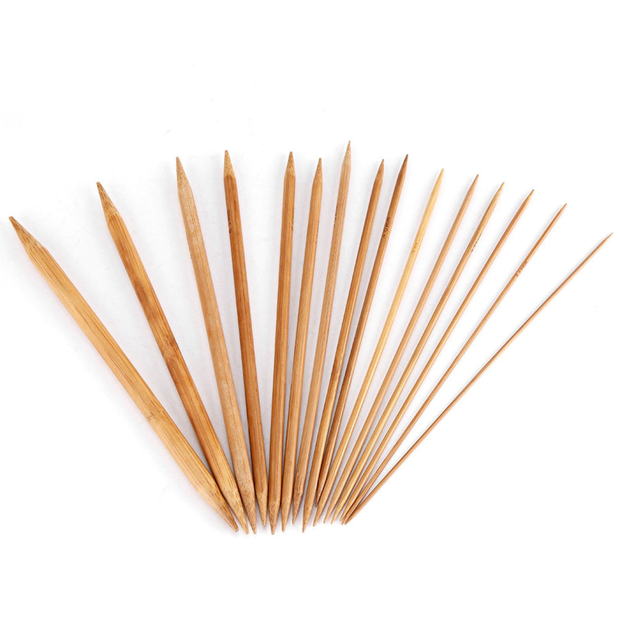 Bamboo Knitting Needles Smooth Double Pointed Set 15 Sizes from 2mm to 10mm