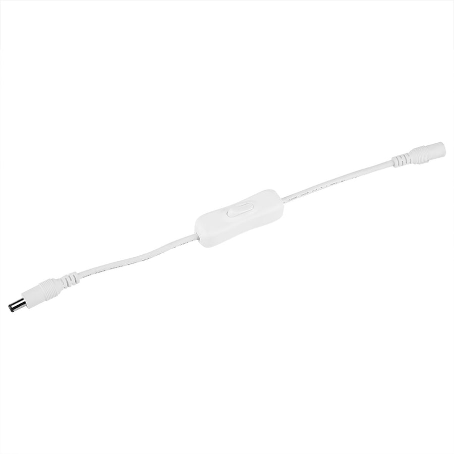 5Pcs 28.5cm DC Power Adapter Connector Inline with ON/OFF Switch for LED Strip Lights White
