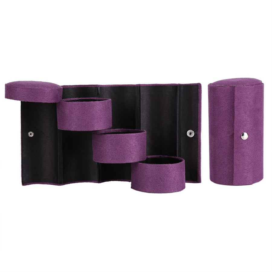 Portable 3 Layers Cylinder Shaped Jewelry Storage Box Organizer for Girls Women Gift Purple