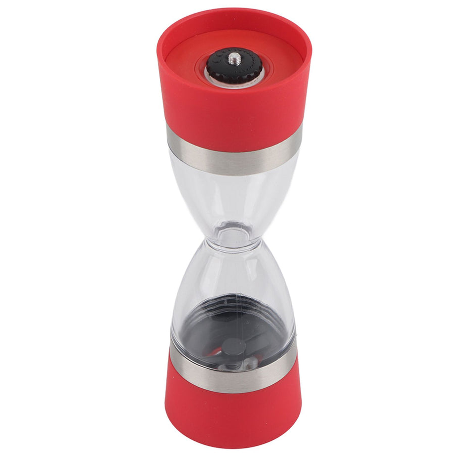 2 in 1 Double ended Manual Kitchen Salt & Pepper Mill Grinder Adjustable Ceramic Rotor Red