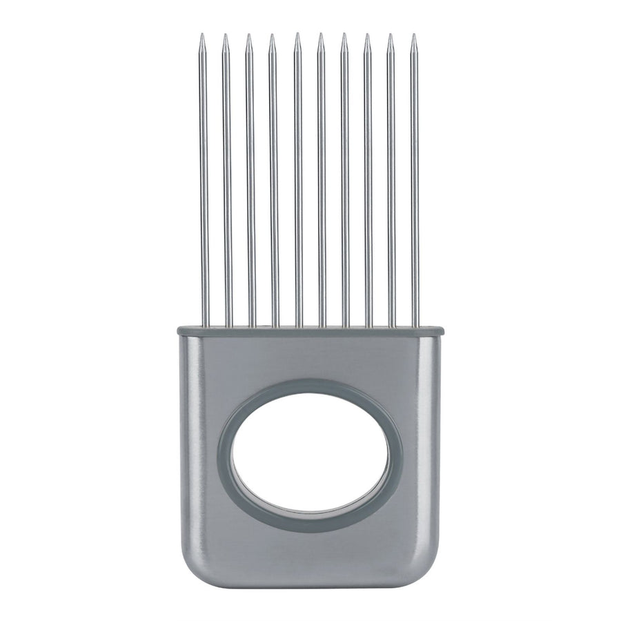 Stainless Steel Onion Holder Fruits Veg Meat Cutter Slicer Peeler Chopper with 10 Prongs